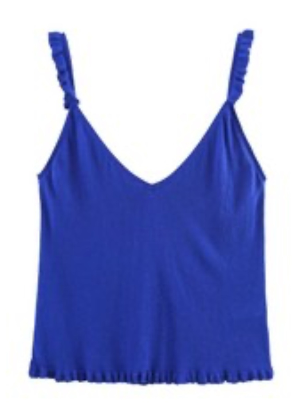 Cobalt Blue Ruffle Knit Camisole Tank Top